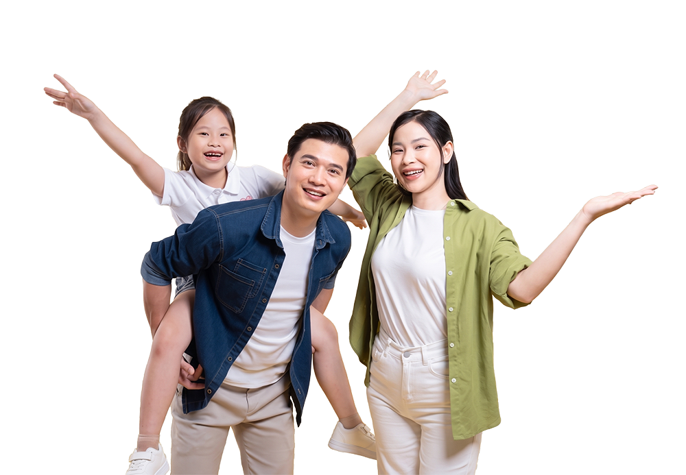 Gia đình hạnh phúc được bảo vệ bởi bảo hiểm MIC